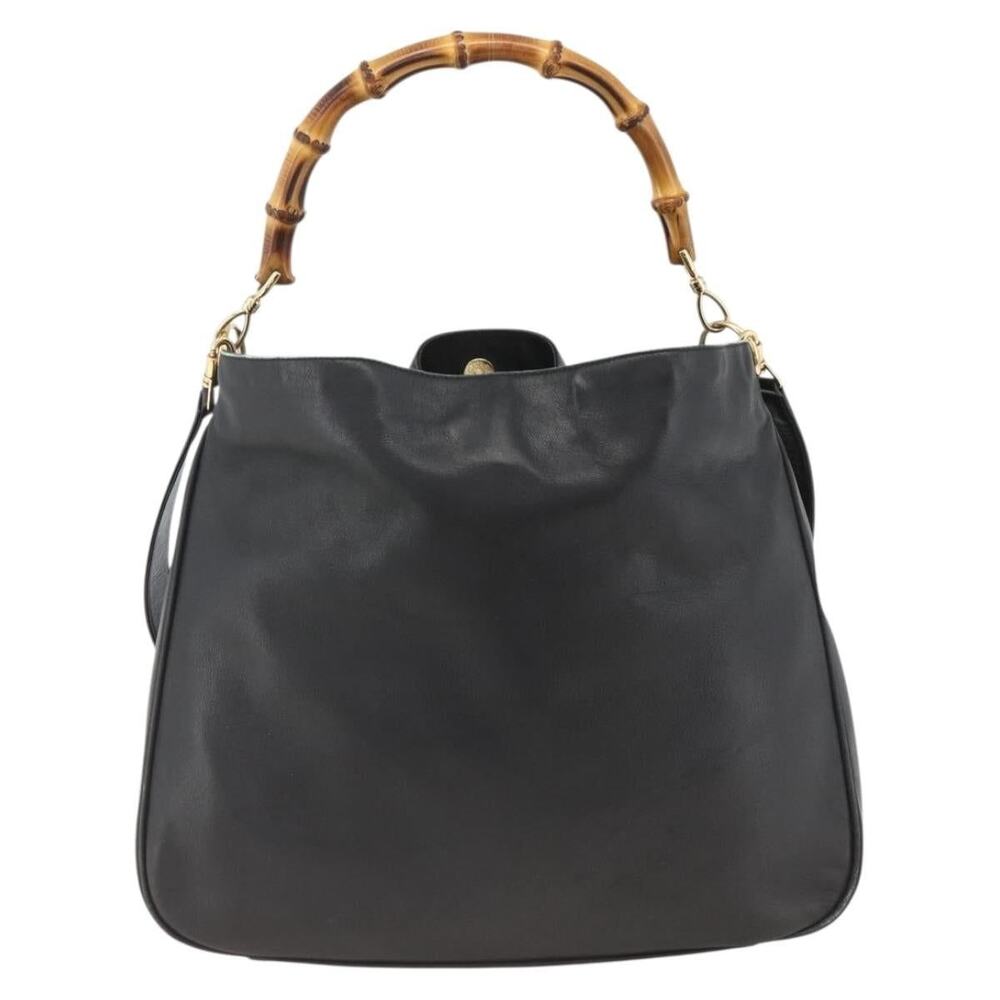 Gucci Bamboo Leather Shoulder Bag Black
